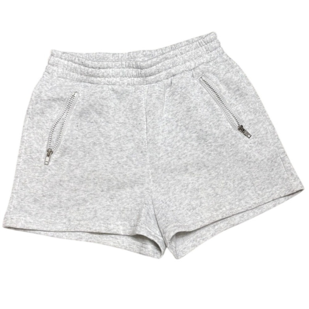 Gray Cisono Women's XS‎ Casual Sweat Shorts Zipper Pockets Elastic Waist